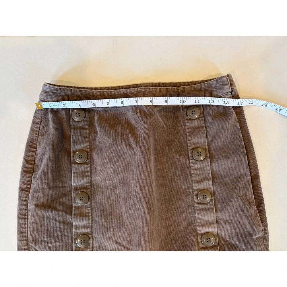 Anthropologie Moth Brown Corduroy Pencil Skirt‎ Womens Medium Button Front Midi